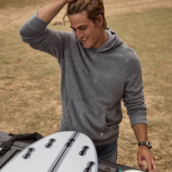 Outerknown Men's Hightide Pullover Hoodie Heather Grey Medium Organic Cotton - Picture 2 of 10